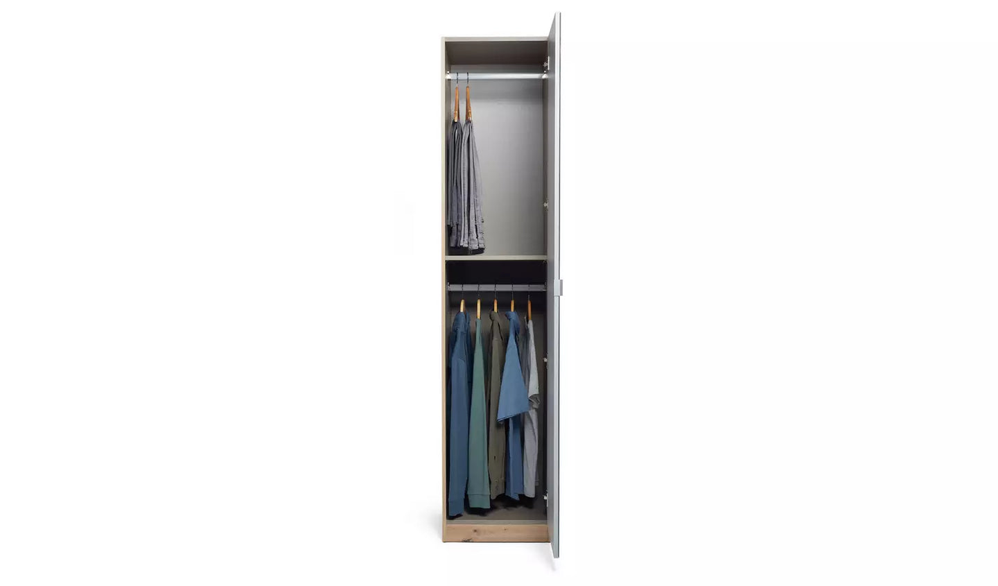 Assembled Habitat Munich 1 Door Mirror Wardrobe - Oak Effect